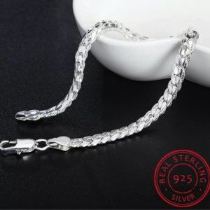 925 STERLING SILVER FLAT SNAKE CHAIN BRACELET
